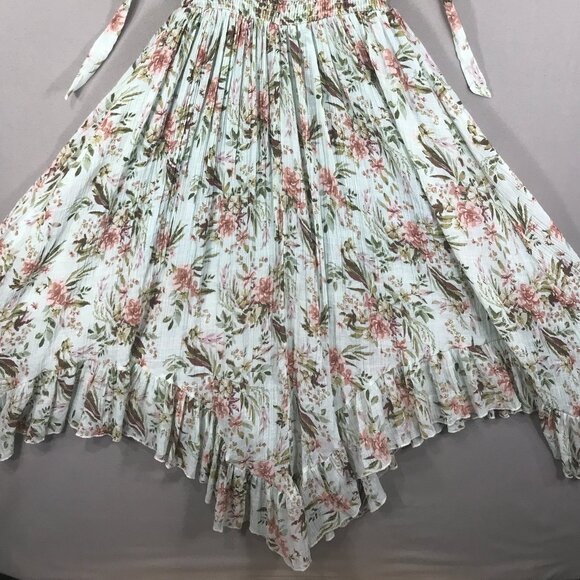 Mia Joy Joyfolie Dress Girl's 10 Green Blue Floral Maxi Boho Peasant Cottagecore - Picture 12 of 15